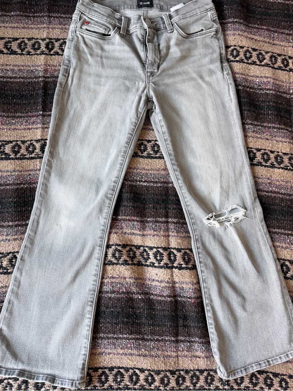 Hudson "Natalil" Distressed Grey Cropped Flare Jeans Size 26